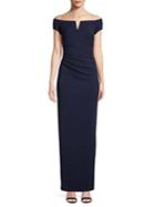 Xscape Off-the-shoulder Glitter Gown