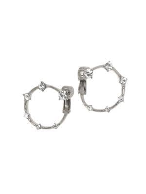 Vince Camuto Silvertone & Pave Crystal Hoop Earrings