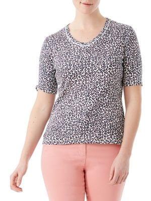 Olsen Casual Coast V-neck Animal-print Tee