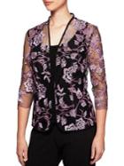Alex Evenings Floral Embroidered Mesh Jacket With Cami