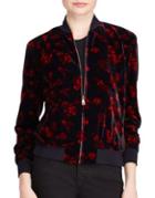 Lauren Ralph Lauren Velvet Floral Bomber Jacket