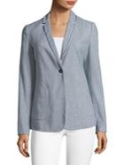 T Tahari Striped Linen-blend Blazer With Trim