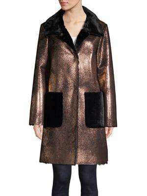 Ellen Tracy Metallic Sherpa Coat
