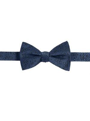 Black Brown Floral Stripe Pre-tied Silk Bow Tie