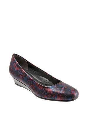 Trotters Lauren Floral Leather Wedge Pumps