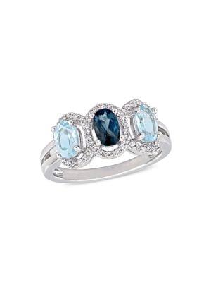 Sonatina Sterling Silver, Blue Topaz & Diamond Ring