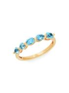Lord & Taylor 14k Yellow Gold And Swiss Blue Topaz Band Ring