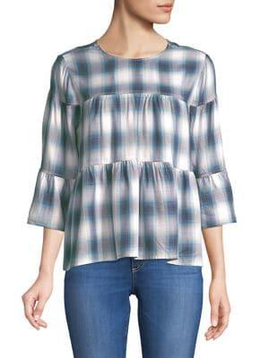 Vince Camuto Zen Bloom Plaid Blouse