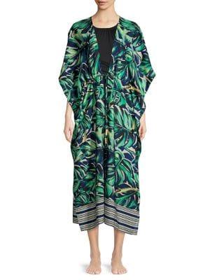 Collection 18 Border-palm Print Ruffle Kimono