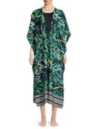 Collection 18 Border-palm Print Ruffle Kimono