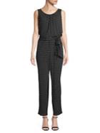 T Tahari Tied Polka Dot Blouson Jumpsuit