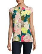 Lafayette 148 New York Joanie Floral-printed Silk Blouse