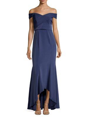 Laundry By Shelli Segal Midnight Off-the-shoulder Dress