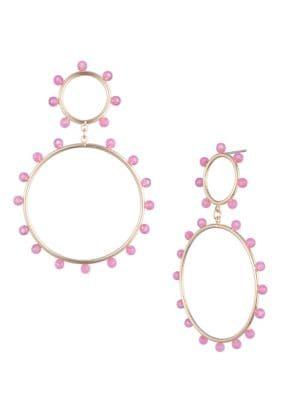 Trina By Trina Turk Retro Minimalist Goldtone And Pink Acrylic Hoop Statement Earrings