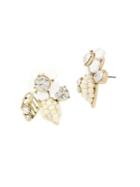 Miriam Haskell Vintage Pearl White Flower Cluster Button Earrings