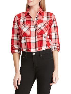 Lauren Ralph Lauren Petite Plaid Cotton-twill Shirt
