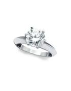 Crislu Classic Brilliant Crystal, Sterling Silver And Platinum Solitaire Ring