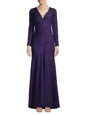Tadashi Shoji Ruched Metallic Gown