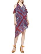 Bcbgeneration Polynesian Patches Cold-shoulder Asymmetrical Dress