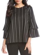 Karen Kane Pinstripe Flare-sleeve Top