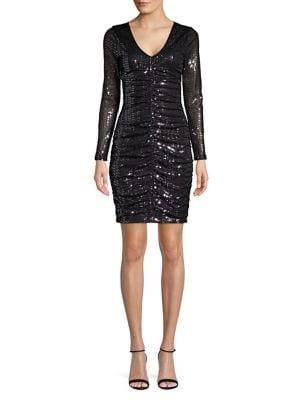 Guess Long-sleeve Sequined Mini Dress