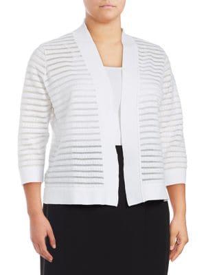 Nipon Boutique Plus Stripe Open Cardigan