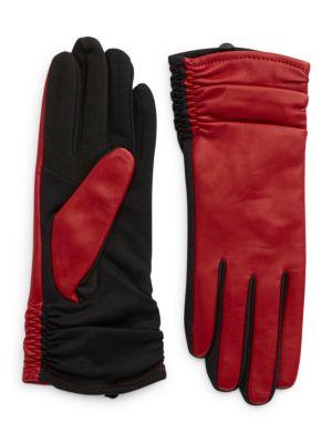Lord & Taylor Cherry Ruched Touchscreen Gloves