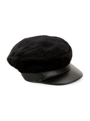 Bcbgmaxazria Faux Leather Newsboy Cap