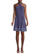Michael Michael Kors Mosaic Border Tied Cross-halter Dress