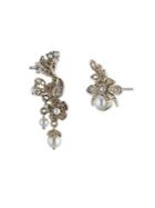 Marchesa 2mm-6mm Faux Pearl And Crystal Mismatch Crawler Earrings