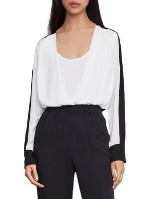 Bcbgmaxazria Two-tone Faux Wrap Top