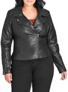 City Chic Plus Studded Asymmetrical Jacket