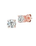 Crislu Classic Solitaire Brilliant 18k Rose Gold Plated Stud Earrings