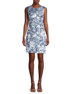 Elie Tahari Jaelyn Matelasse Jacquard Sheath Dress