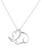 Lord & Taylor Sterling Silver And Cubic Zirconia Elephant Pendant Necklace