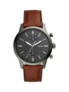 Fossil Townsman Stainless Steel & Leather-strap Chronograph Watch