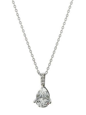 Crislu Accented Sterling Silver Pear Pendant