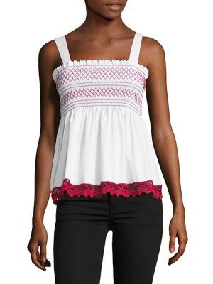 T Tahari Cassie Lace-trimmed Top