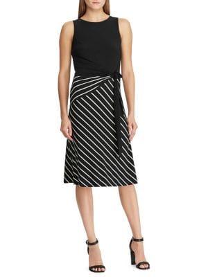 Lauren Ralph Lauren Petite Striped Sleeveless A-line Dress