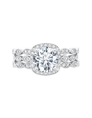 Crislu A Lasting Affair Set Of Three Brilliant Center Crystal, Sterling Silver And Platinum Stackable Rings