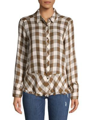 Democracy Plaid Flounce Hem Top