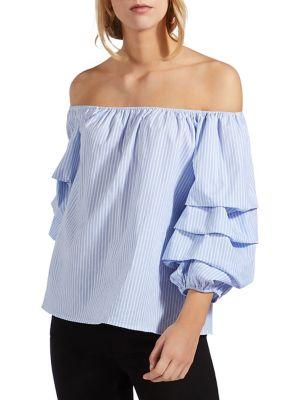 Avec Les Filles Off-shoulder Balloon-sleeve Top