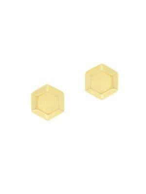 Etienne Aigner Goldtone Hexagon Stud Earrings