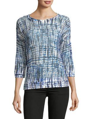 Jones New York Printed Quarter-sleeve Top