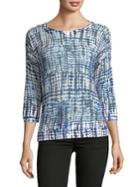 Jones New York Printed Quarter-sleeve Top