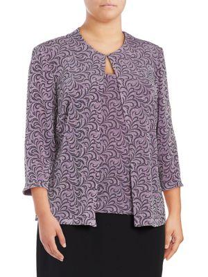 Alex Evenings Plus Two-piece Printed Tank Top And Jacket Twinset