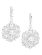 Nadri Faux Pearl And Stone-accented Floral Drop Earrings