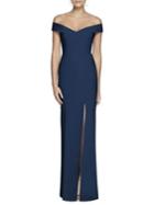 Dessy Collection Off-the-shoulder Crepe Gown