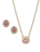 Givenchy Pave Crystals Earrings And Pendant Necklace Set