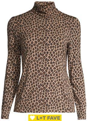 Context Petite Leopard-print Turtleneck Top